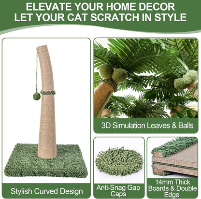 40'' Tall Cat Scratching Post Cat Tree, Curved Design Cat Scratcher Post with 3 Interactive Balls, Natural Sisal Rope Cat Scratching Posts for Indoor Cats Adults Kittens, Multi-Combinable (Style A)4