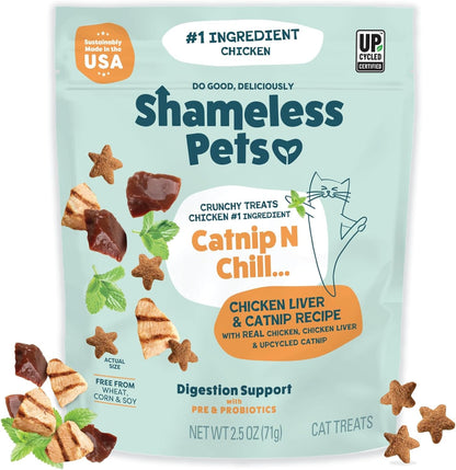 Shameless Pets Crunchy Cat Snacks & Treats – Healthy Cat Treats for Indoor Cats & Kittens with Catnip, Real Chicken & Digestive Support, Catnip N Chill (2.5 Oz)14