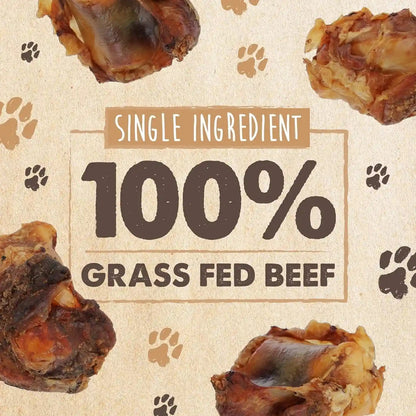 Mighty Paw Naturals Cow Knee Caps Dog Bones, 8 Pack, 100% Natural Beef | Single Ingredient, Dog Bone, Grade A, Baked, Grass-Fed, Hand Packaged in USA, 21G Protein per Serving, Meaty 2-In-1 Chew2