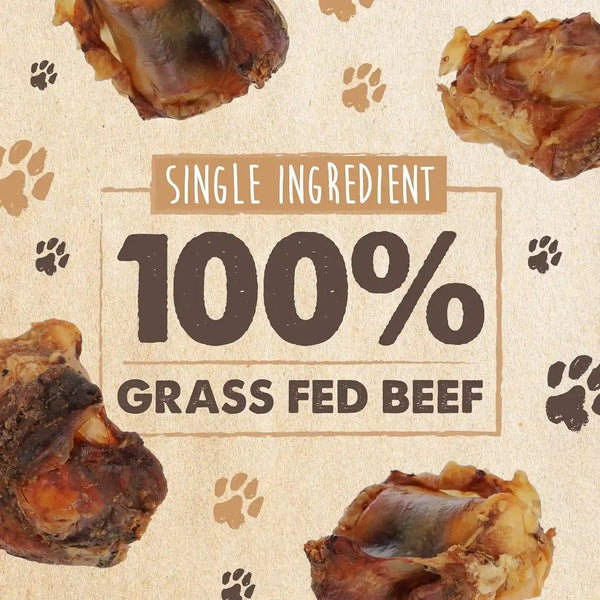 Mighty Paw Naturals Cow Knee Caps Dog Bones, 8 Pack, 100% Natural Beef | Single Ingredient, Dog Bone, Grade A, Baked, Grass-Fed, Hand Packaged in USA, 21G Protein per Serving, Meaty 2-In-1 Chew2