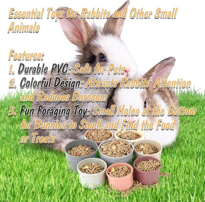 HIIMALEX 8-Pcs Bunny Toys Stacking Cups for Rabbit Foraging and Play Bunny Essential Toys Safe Plastic Accessories for Small Animals Rabbits3