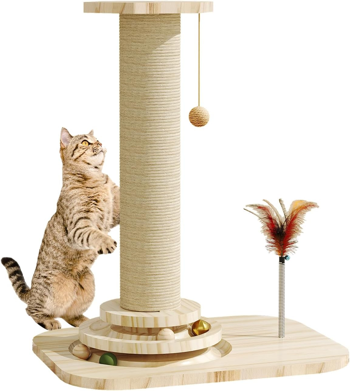 cat-scratching-post-small-scratching-post-with-vertical-scratcher-and-tracking-interactive-ball-for-kittens