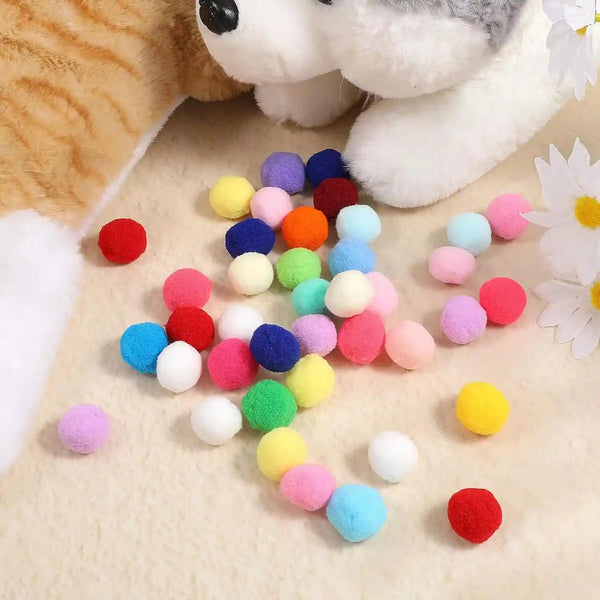 Xthrotsenk 100 Pcs Cat Toy Balls 1-Inch Colorful Cat Pom Pom Balls Soft Interactive Kitten Ball Cats Exercise Toys Fuzzy Kitten Interactive Playing Quiet Toy for Cats Pet(2.5 Cm)3