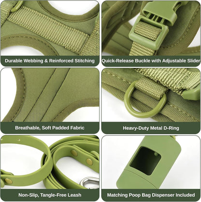 4-In-1 No Pull Dog Harness Set with Collar, Leash, Poop Bag, Adjustable, S4