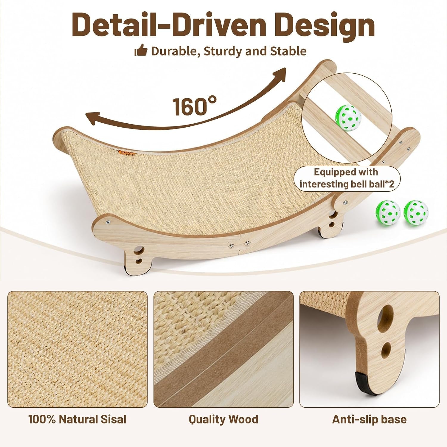 31-5-sisal-cat-scratcher-bed-with-bell-balls-wooden-cat-furniturexxl-cat-scratching-post-for-indoor-cats-hammock-natural-sisal-cat-scratch-anti-slip-and-stable-without-shaking-easy-to-install