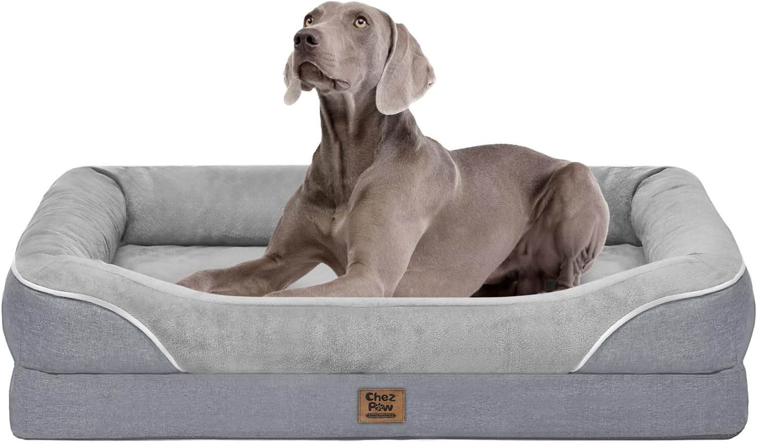 chez-paw-waterproof-orthopedic-xl-dog-bed-for-large-and-extra-large-dogs-egg-crate-foam-4-sided-bolster-support-waterproof-liner-non-slip-bottom-machine-washable-cover-42-x-30-inch