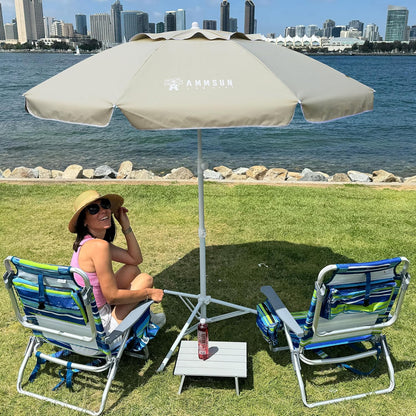 Shade Umbrella, Premium Portable Umbrella with Stand, 6.5Ft Lightweight Free Standing Canopy for Sporting Games, Adjustable Instant Sun Protection and Easy to Carry, Beige2