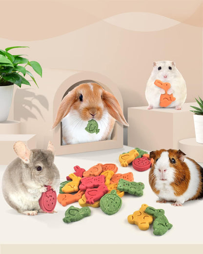 Bissap 32PCS Bunny Chew Toys, Mixed Natural Timothy Hay Pumpkin Strawberry Carrot Chinchillas Chewing Toys and Treats for Rabbit Bunny Guinea Pig Hamster Gerbil and Other Small Animals Molar Snacks6