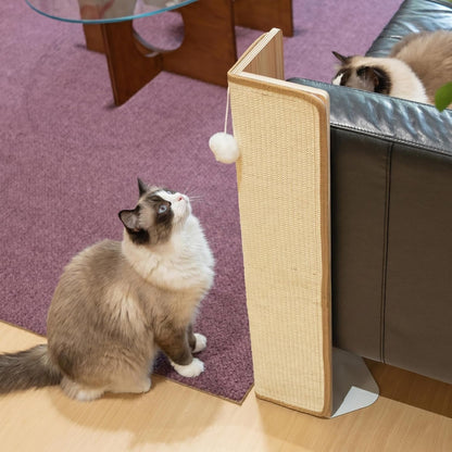 PETKARAY 27.9'' Cat Scratching Post for Couch Corner, Furniture Protector | Under-Furniture Cat Scratcher, Natural Sisal Scratch Pad, anti Scratch Couch Protector for Indoor Cats with Toy Ball8