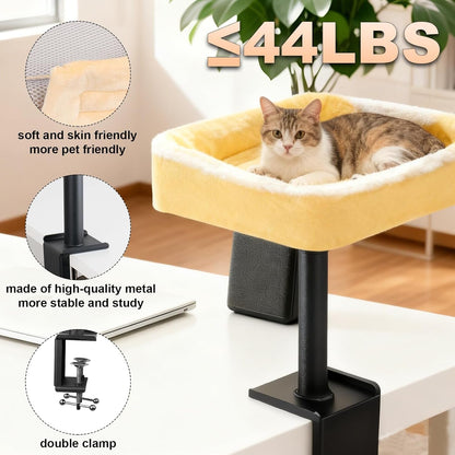 Cat Desk Bed, Sturdy Cats Bed for Desk with Washable Cover, Dual-Sided Breathable Summer & Winter, Comfortable Soft Pet Nest Bed with Reinforced Steel Frame, Easy Assembly for Home Office/Study Room4