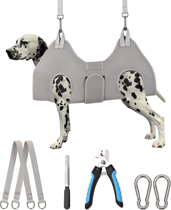 Kkiimatt Dog Grooming Hammock Harness, Small Dog Groming Sling, Gray Dog Hanging Harness for Nail Trimming,Dog Nail Clipping Hanger Restraint Holder10