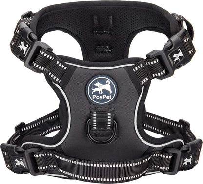 Poypet No Pull Dog Harness with 4 Snap Buckles, Reflective with Front & Back 2 Leash Hooks and an Easy Control Handle [NO Need Go over Dog’S Head](Mint Blue,M)8