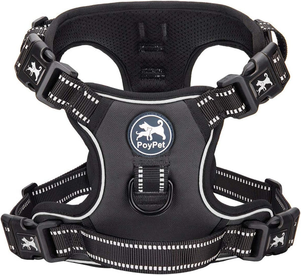 Poypet No Pull Dog Harness with 4 Snap Buckles, Reflective with Front & Back 2 Leash Hooks and an Easy Control Handle [NO Need Go over Dog’S Head](Mint Blue,M)8