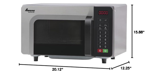 RMS10TSA 1000 Watt Heavy-Duty Countertop Commercial Microwave Oven with Push Button Controls for Restaurant Buffet Catering | 0.8 Cu. Ft, 20"W X 16-1/2"D X 12-1/4"H, Stainless Steel, 120V, NSF4