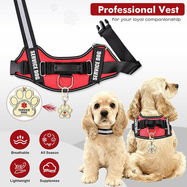 Opstin Service Dog Vest, ID Tag + 50 ADA Information Cards, Service Dog Harness in Sizes X Small to XX Large, Metal Dog Tag Has Ruggedized Clip, 2-Sided Service Animal Cards,Esa Accessory Set Small3