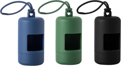 SLSON 3Pack Dog Poop Bag Holder for Leash Lightweight Pet Waste Bag Dispenser with Leash Attachment Portable Plastic Doggie Poop Bag Dispensers,Blue Green Black1