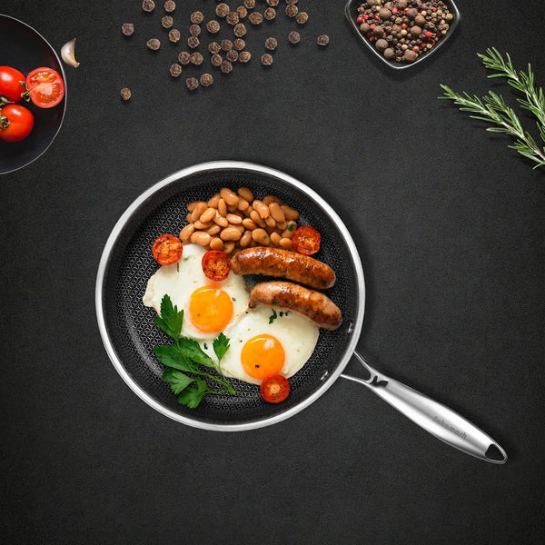 8" Hybrid Nonstick Frying Pan, Stainless Steel, Induction Safe | Pfas/Pfoa/Ptfe-Free Ceramic Pan, Dishwasher & Oven Safe, Stay-Cool Handle,Compatible with All Cooktops9