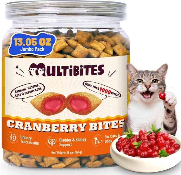 Cranberry Cat Treats for Urinary Tract, Chicken Flavor, 13.05Oz | Urinary Tract Cat Treats Healthy for Uti, Kidney Support & Bladder Control. Crunchy Urinary Cat Treats for Indoor Cats1