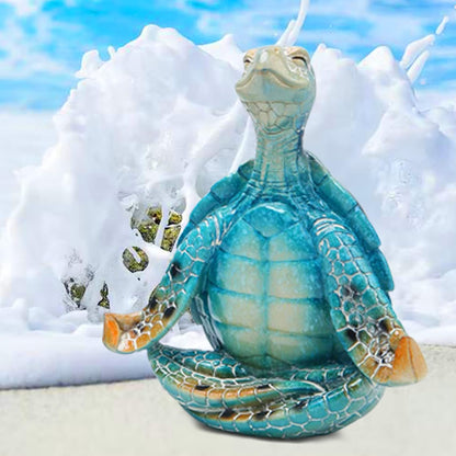 Meditating Sea Turtle Statues Yoga Zen 2Pcs Resin Beach Home Decor5