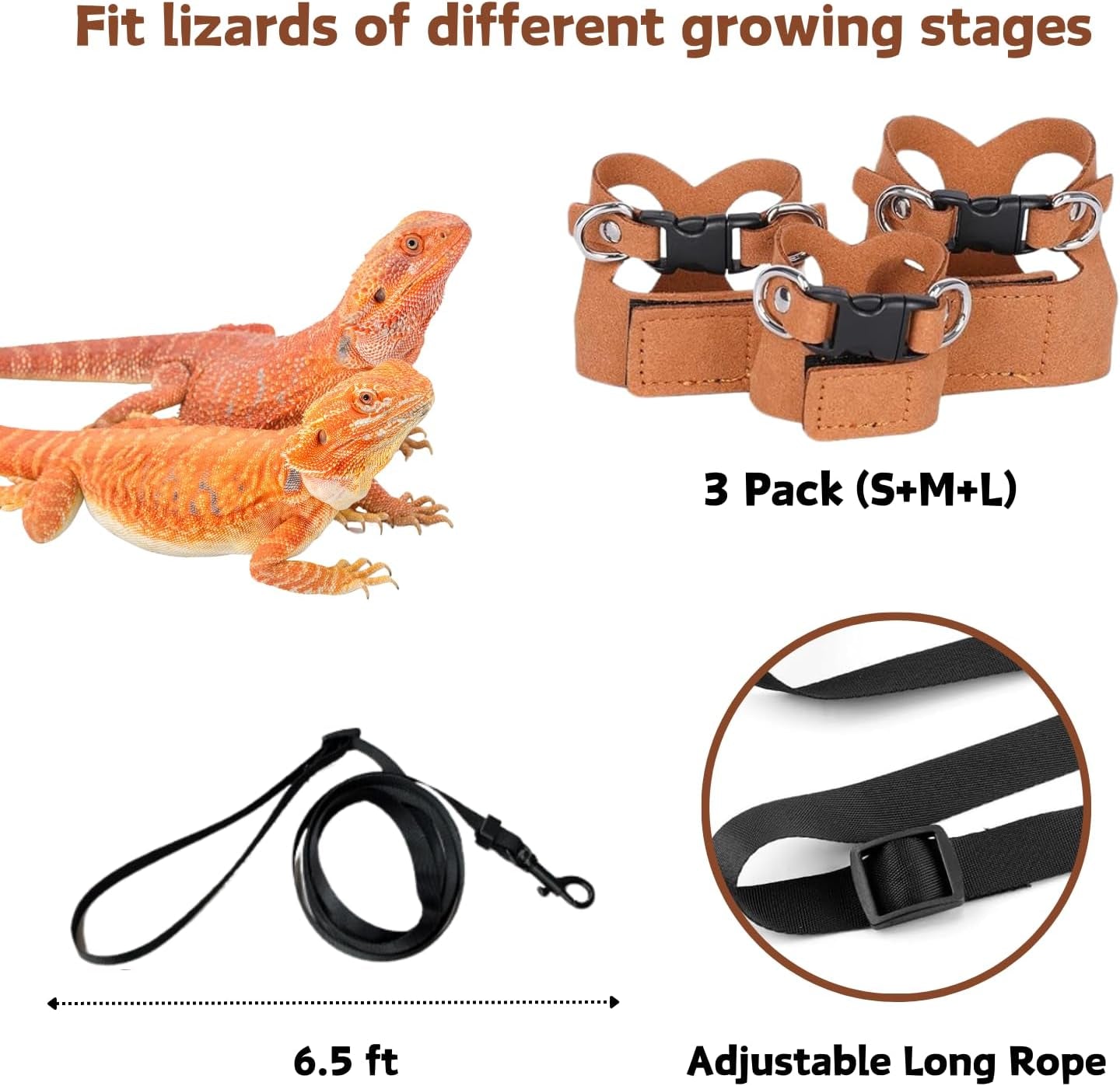 3-pack-bearded-dragon-harness-and-leash-set-adjustable-soft-leather-lizard-harness-leash-small-animal-traction-rope-training-walking-vest-accessories-for-reptile-squirrel-rat-brown