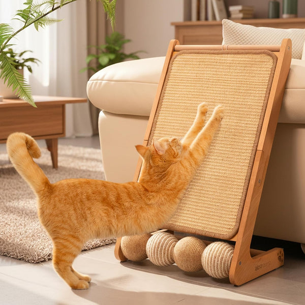 CHEERHOME PETS Sisal Cat Scratcher Ramp for Indoor Cats, 24.8" L Shape Cat Scratching Post Climbing Vertical Cat Scratch Pad, Solid Wooden Cat Furniture(Standard)8