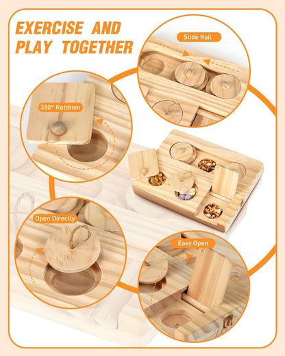Guinea Pig Foraging Toys, 6 in 1 Hamsters Wooden Interactive Enrichment Toys, Treat Dispenser for Small Animal, for Rabbits, Bunny, Chinchillas, Rats and Gerbils3
