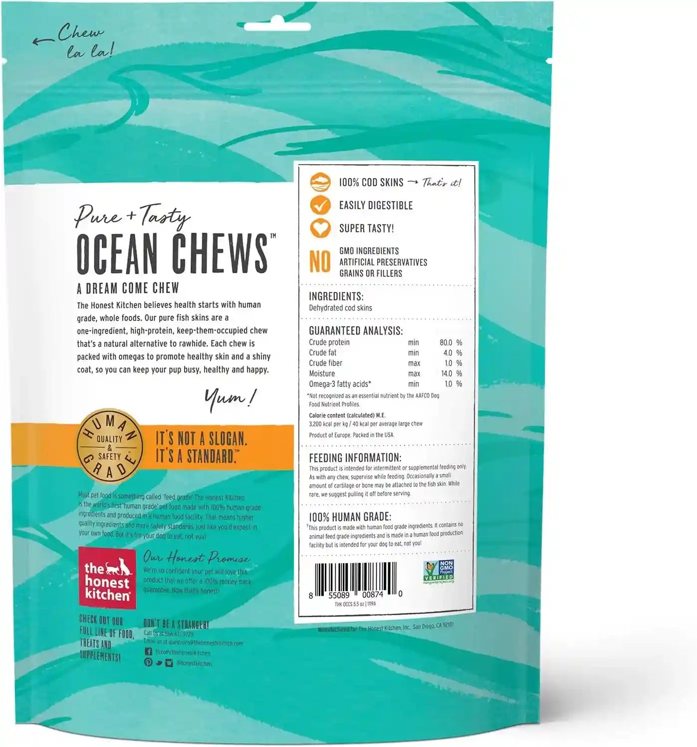 the-honest-kitchen-ocean-chews-crispy-cod-fish-skins-dog-treats-human-grade-single-ingredient-dehydrated-fish-dog-chews-for-large-dogs-high-protein-rawhide-alternative-for-skin-coat-5-5-oz