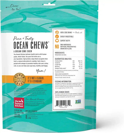 The Honest Kitchen Ocean Chews Crispy Cod Fish Skins Dog Treats, Human Grade Single Ingredient Dehydrated Fish Dog Chews for Large Dogs, High Protein Rawhide Alternative for Skin Coat, 5.5 Oz2