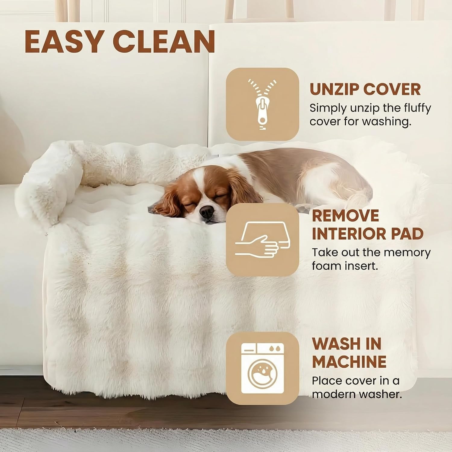 calming-dog-bed-for-couch-29-5-x-29-5-inch-dog-sofa-mat-machine-washable-3-sided-bolster-faux-rabbit-fur-plush-non-slip-bottom-water-resistant-furniture-protector-for-small-medium-dogs-cats