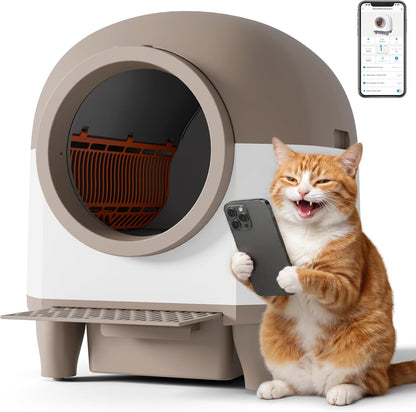WARCAT Enclosed Self-Cleaning Litter Box – APP Control, 90L, Gray | 90L Large Capacity for Multi-Cat Homes. App-Controlled with Smart Sensors. Anti-Leakage & Safety Protection. Bags Included.8