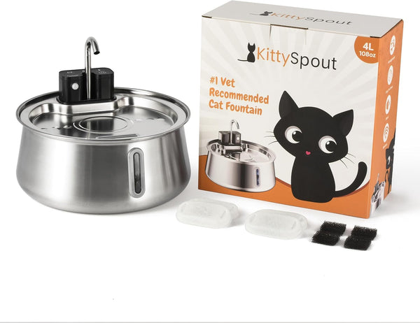 The Kittyspout Stainless Steel Wireless Cat Water Fountain, 4L/108Oz1