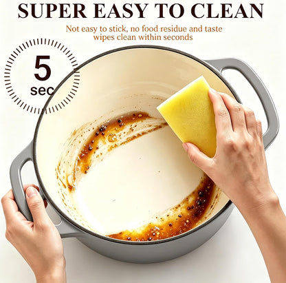Enameled Cast Iron Dutch Oven, 6 Quart Pot & Dual Handles, Oven Safe up to 500°F, Perfect for Bread Baking, Braising, Stewing & Roasting, Gray7