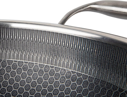 14" Honeycomb Non Stick Wok Pan Stainless Steel Stir-Fry Wok with Lid,Skillet with Stay-Cool Handle PFOA Free Suitable for Induction, Ceramic, Electric, and Gas Cooktops (Sliver, 14 Inches)6