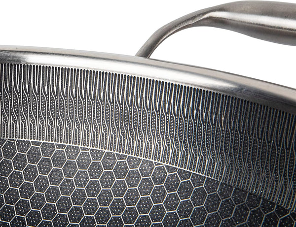 14" Honeycomb Non Stick Wok Pan Stainless Steel Stir-Fry Wok with Lid,Skillet with Stay-Cool Handle PFOA Free Suitable for Induction, Ceramic, Electric, and Gas Cooktops (Sliver, 14 Inches)6