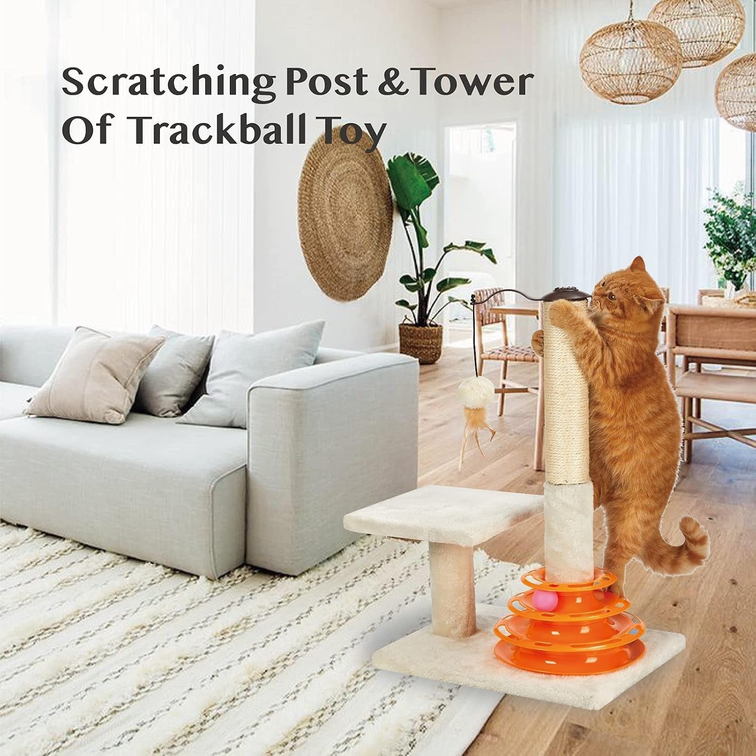 peekab-cat-scratching-post-kitten-sisal-scratcher-tree-with-tracks-toy-balls-for-indoor-cats-and-kittens-25-inches