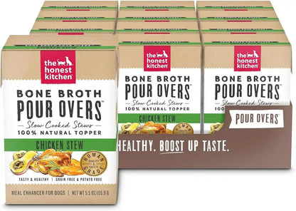 The Honest Kitchen Human Grade Bone Broth POUR OVERS Wet Toppers for Dogs (12 Pack), 5.5 Oz - Beef Stew10