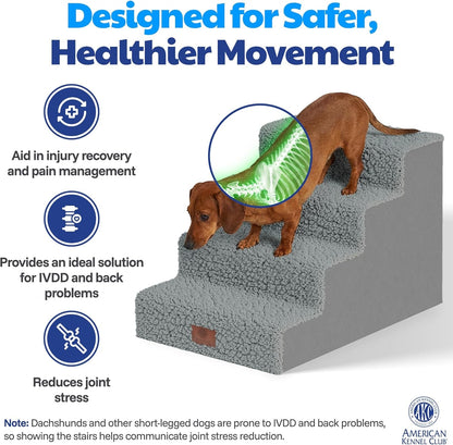 AKC – 4-Step Pet Stairs for Beds & Couch | Built for Small Dogs & Small Breeds | Long-Back & Senior Dogs | Lightweight, Soft, Non-Slip, Washable | No-Tool Assembly | Supports 35 Lbs | 16X24X14.2 in | Foldable Non-Slip Pet Steps with Washable Cover and No-Tool Assembly for Long-Back and Senior Dogs.3