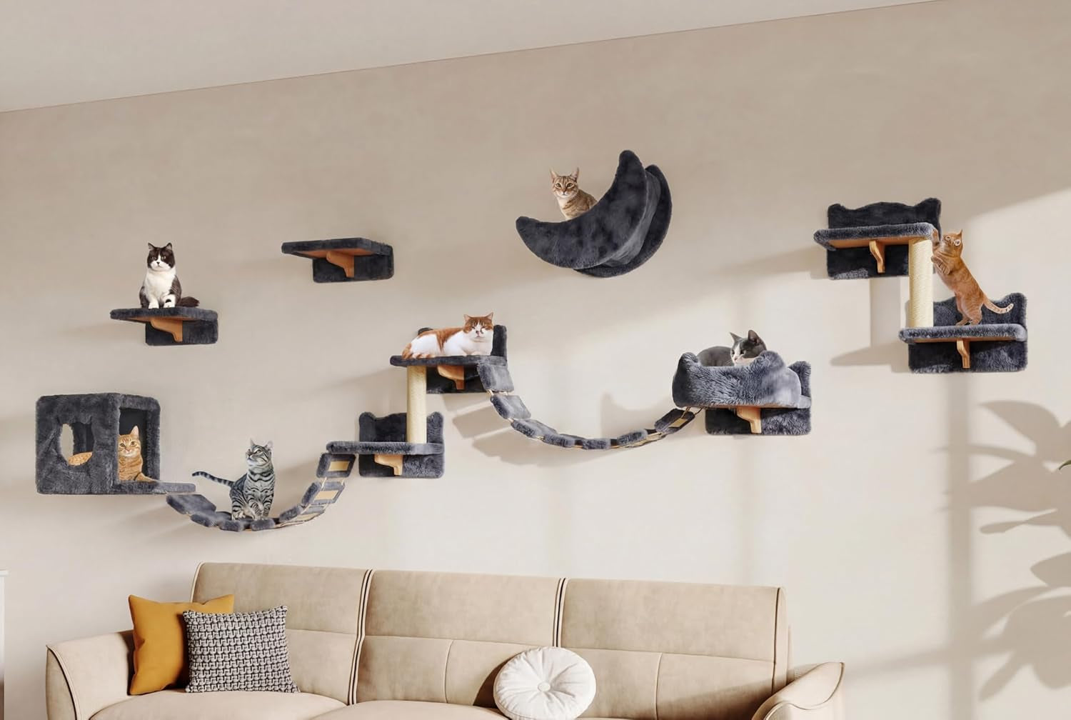 9-in-1-cat-wall-shelves-cat-wall-furniture-set-with-bridge-beige-wall-mounted-cats-shelf-for-space-saving-multi-level-cat-climbing-systems-for-16-inch-drywall-with-scratching-posts-condos