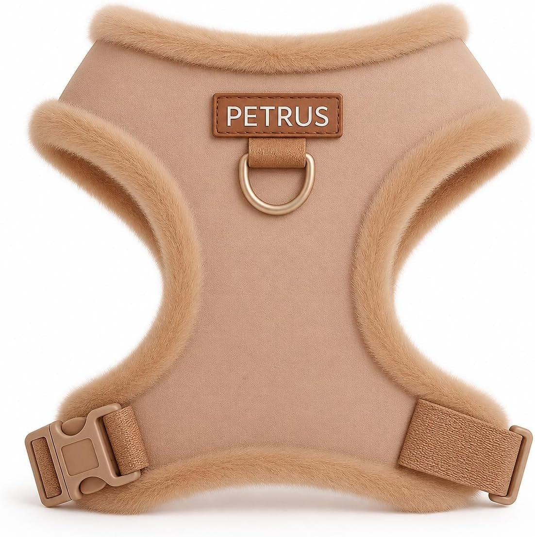 premium-no-pull-dog-harness-soft-neoprene-breathable-mesh-vest-with-front-back-clip-d-rings-adjustable-lightweight-walking-harness-for-puppies-small-medium-dogs-bronze-brown-gold-m