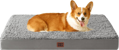EHEYCIGA Orthopedic Dog Bed Large with Removable Washable Cover,Grey,41X27 | Egg Crate Foam Support,Durable Oxford Fabric,Non-Slip Bottom,Machine Washable,Soft Waterproof Plush Pet Bed Mat for Crate19