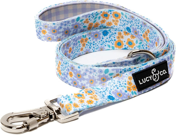 Lucy & Co. Cheery Cherries - Designer Dog Leash for Small to Large Dogs - Padded Handle for Comfort - Large, Red Gingham Cherries - 5 Foot9