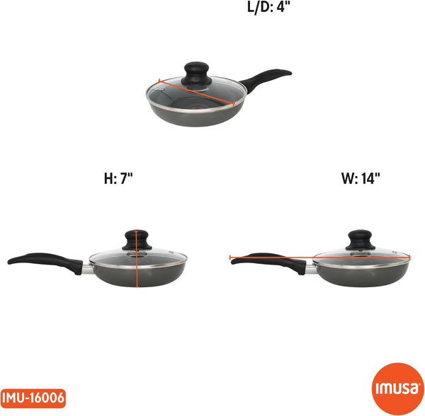 7 Inch Chef Cera Aluminum Ceramic Fry Pan with Glass Lid, Gray | Ceramic Nonstick Coating, Glass Lid with Cool-Touch Handle, Ideal for Pan-Frying, Great for Everyday Home Cooking8