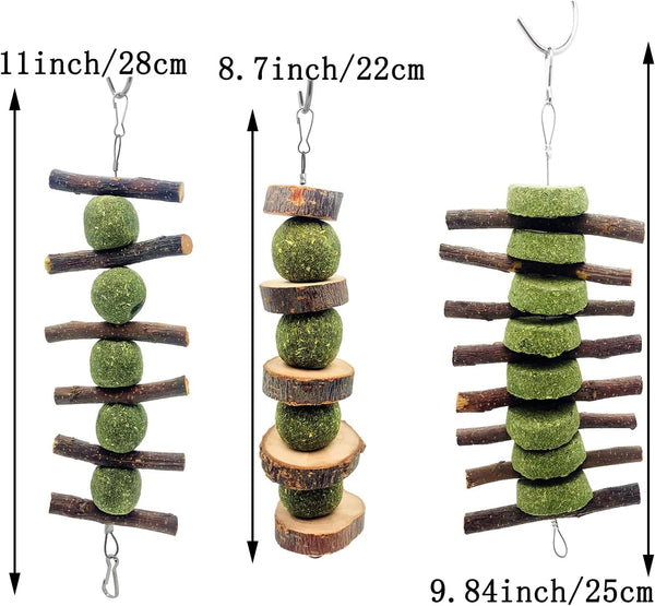 3 Pcs Bunny Chew Toys, Rabbit Chew Toys | for Teeth Grinding, Natural Organic Apple Wood Stick for Improve Rabbits Guinea Pigs Hamsters Dental Health2