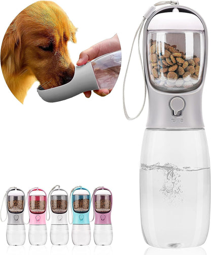 Dog Water Bottle with Food Container, Portable Leak Proof Pet Water Dispenser for Walking Hiking Travel, Puppy Essentials Accessories for Small Large Dogs, Dog Gifts (10Oz/15Oz/19Oz)21