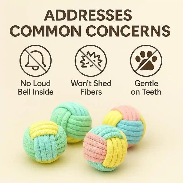 Cat Chew Balls – 6-Pack Rope Cat Toys with Crinkle Sound, Soft and Durable, for Indoor Cats, Kittens, Teeth & Gum Health6