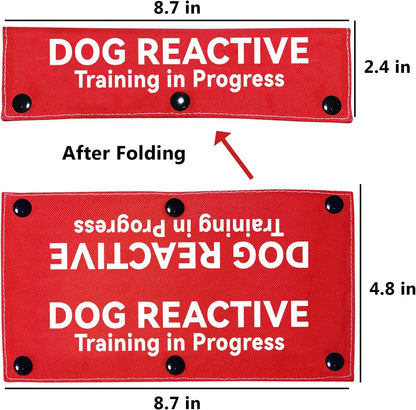 Advivio Dog Reactive Training in Progress Funny Red Dog Leash Sleeve, Wrap Alert Hanging ID Patch Tag for Pet the Best Choice for Daily Walking and Training Fitness, Pet Birthday Gift2