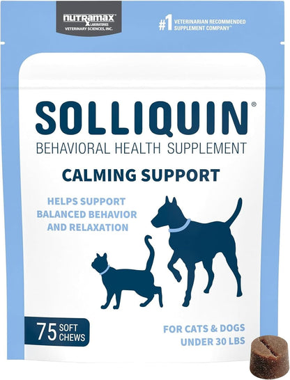 Nutramax Solliquin Cat & Small Dog Calming Support, Soft Chews, 75Ct1
