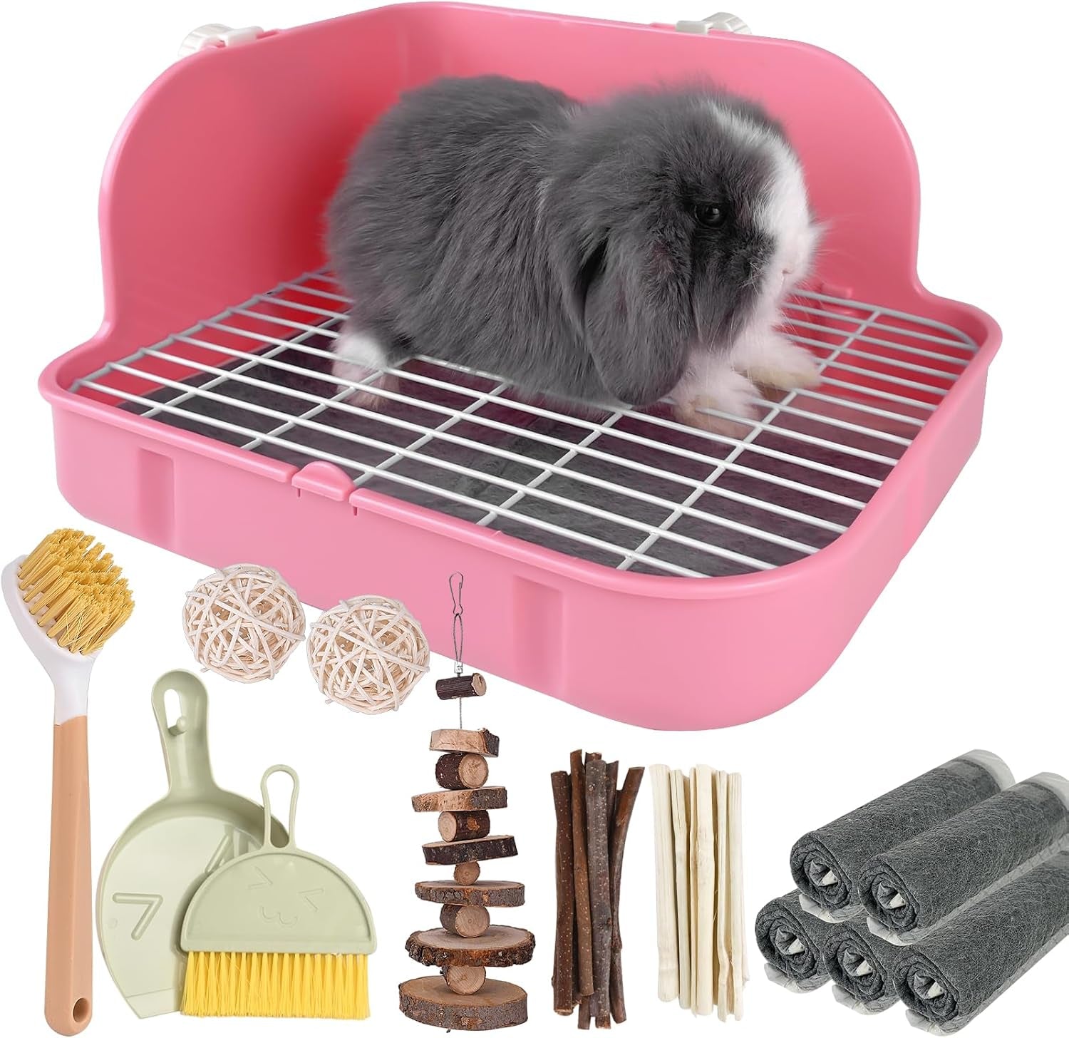 rabbit-litter-box-bunny-litter-box-guinea-pig-potty-trained-square-small-animal-toilet-potty-pan-for-rabbit-guinea-pig-ferret-hamster-chinchilla-grass-green