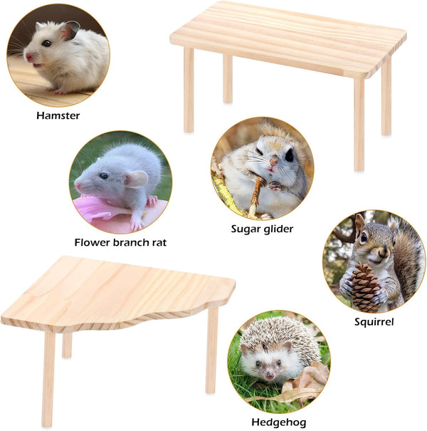 2-Piece Set Hamster Play Wooden Platform for Dwarf Syrian Hamsters Gerbils Mice Degus or Other Small Pets4