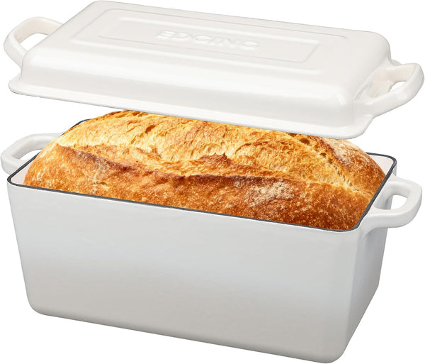 Enameled Cast Iron Dutch Oven, Oblong Bread Oven for Sourdough Bread Baking, Baking Pan, Dual Handles, Oven Safe, 4 Quart, White1